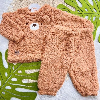 Inverno 2025 - Conj. Blusão e Calça em Soft Ursinho Feliz - Marrom